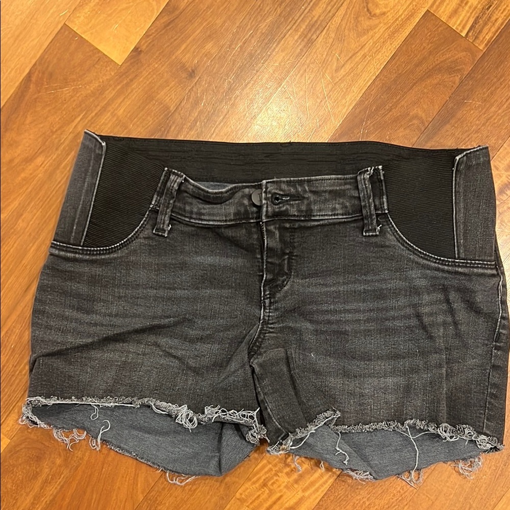 Black Denim Maternity Women's Shorts
